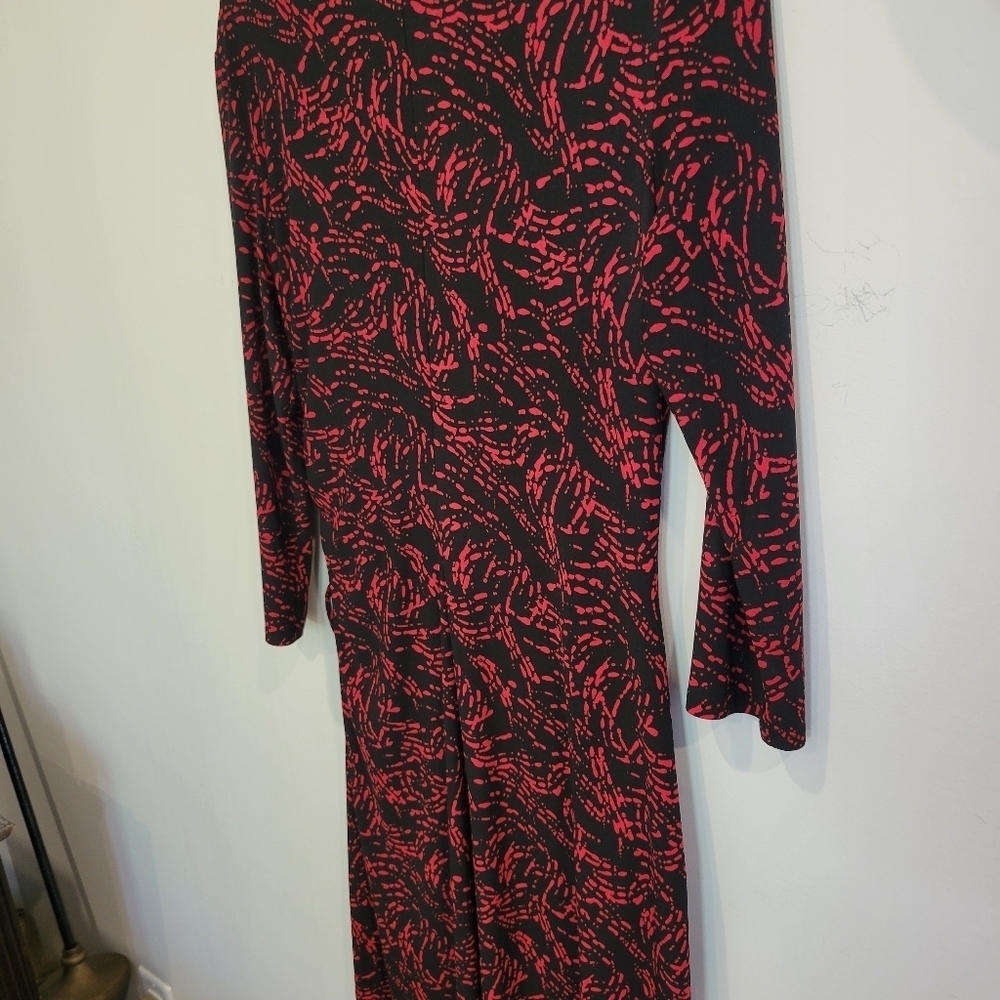 Evan Picone Elegant Faux Wrap V Neck Dress In Size 10 - Picture 9 of 10